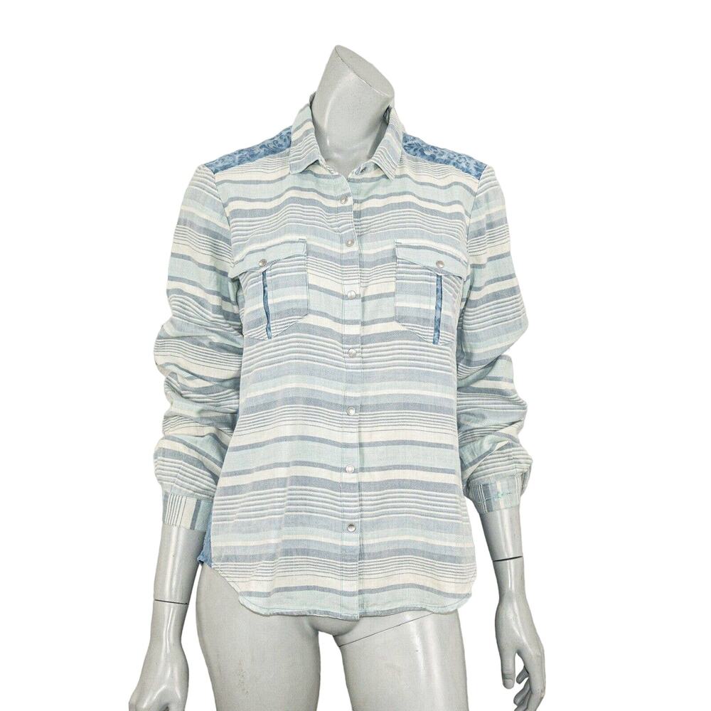 RYAN Michaels Western Snap Shirt Lace Mesh Back Size Medium